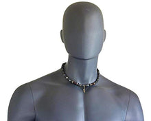 Load image into Gallery viewer, January Birthstone Garnet Necklace for Men with Feather Charm Natural Stone Labradorite Black Lava Handmade Gemstone Jewelry for Man