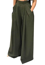 Load image into Gallery viewer, Molisry Women Casual Stretchy High Waisted Wide Leg Long Palazzo Pants Green