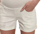 Load image into Gallery viewer, PIQIDIG Womens Maternity Jeans Shorts Belly Support Pregnancy Short Pants White M