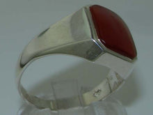 Load image into Gallery viewer, Gents Solid 925 Sterling Silver Natural Carnelian Mens Signet Ring - Size 13 - Sizes 6 to 13 Available