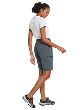 Load image into Gallery viewer, BALEAF Women's 10 Inches Quick Dry Stretch Hiking Cargo Shorts with Zippered Pockets UPF 50+ for Camping, Travel Dark Grey Size S