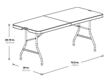 Load image into Gallery viewer, Office Star Resin Rectangle Center-Folding Portable Table for Picnics, Camping, and Tailgating, 6 Feet, Grey