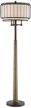 Load image into Gallery viewer, Terrence Rustic Farmhouse Floor Lamp Oil Rubbed Bronze Faux Wood Wire Cage Oatmeal Fabric Drum Double Shade for Living Room Reading Bedroom Office - Franklin Iron Works
