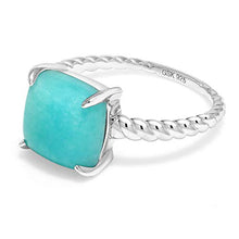 Load image into Gallery viewer, Gem Stone King 925 Sterling Silver Square Cabochon Sleeping Beauty Green Turquoise Women's Ring (Size 7)