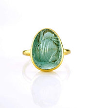 Load image into Gallery viewer, Rough Green Tourmaline Ring, Bezel Set Ring, Vermeil Gold or Sterling Silver