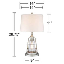 Load image into Gallery viewer, Fisher Nautical Table Lamp with Nightlight Antique LED Edison Bulb Galvanized Metal Cage Drum Shade for Living Room Bedroom - Franklin Iron Works