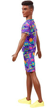 Load image into Gallery viewer, Barbie Ken Fashionistas Doll #162 with Rooted Brunette Hair Wearing Graphic Purple Top, Shorts & Yellow Shoes, Toy for Kids 3 to 8 Years Old