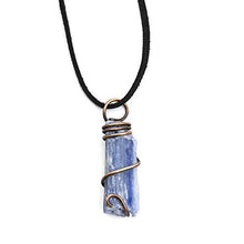 Load image into Gallery viewer, Norse Tradesman Natural Untreated 9 Gram Kyanite Pendant Necklace w/ 20" Brown Leather Chord & Easy Clasp