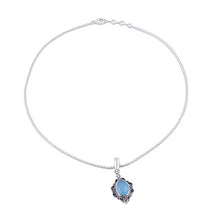 Load image into Gallery viewer, NOVICA Chalcedony .925 Sterling Silver Pendant Necklace, 17.25" 'Blue Damsel'