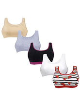 Load image into Gallery viewer, D'chica Cotton Girls Training Sports Bra - Wide Strap, Non Padded, Regular Fit Athleisure Bras for Teenager - Pack of 5