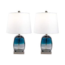 Load image into Gallery viewer, Maxax Glass Table Lamps Set of 2, Blue Glass Bedside Lamps with USB Port, 3-Way Dimmable Nightstand Lamps for Living Room Bedroom (ETL Certified)