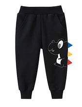 Load image into Gallery viewer, Fruitsunchen Toddler Boys Jogger Athletic Pants Dinosaur Splice Drawstring Elastic Sweatpants (1-Pack 2-Pack)(5T,Black Grey)