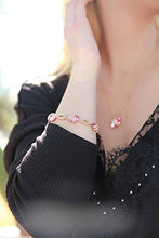 Load image into Gallery viewer, Leafael Wish Stone Link Charm Bracelet with Vintage Pink Birthstone Crystal for October, Rose Gold Plated, 7"+2"