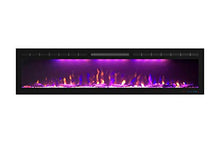 Load image into Gallery viewer, Mystflame 72 inch Electric Fireplace - Ultra Slim Frame - in Wall Recessed & Wall Mounted - Multicolor Flame - Log & Crystal Hearth - 1500/750 Watt Heater - Remote Control & Touch Screen- Timer