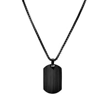 Load image into Gallery viewer, Geoffrey Beene Stainless Steel Men's Patterned Dog Tag, Black, Size No Size