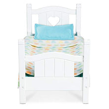 Load image into Gallery viewer, Melissa & Doug Mine to Love Wooden Play Bed for Dolls, Stuffed Animals - White (8.7â€H x 9.1â€W x 20.7â€L Assembled)