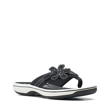 Load image into Gallery viewer, Clarks Women's Brinkley Flora Flip-Flop, Black Synthetic, 9