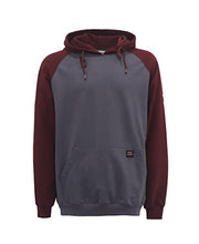 Load image into Gallery viewer, TICOMELA FR Sweatshirt FR Hoodie Pullover Shirts 7.5oz Lightweight Two Tone Gray/Maroon Flame Resistant Hooded Shirts