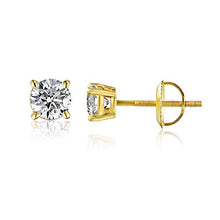 Load image into Gallery viewer, 3/8 cttw Natural Diamond Earrings AGS Certified Diamond Stud Earrings for Women 14 Karat Yellow Gold Round Brilliant Shaped Earrings 4 Prong Setting with Screw Back and Post Studs