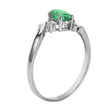 Load image into Gallery viewer, Galaxy Gold GG 14k White Gold Ring w/Natural Diamonds And Emerald - Size 9.0