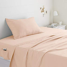 Load image into Gallery viewer, AmazonBasics Soft Microfiber Sheet Set with Elastic Pockets - Twin, Carnation Blush