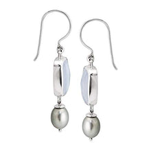 Load image into Gallery viewer, Silpada 'Archipelago for It' Natural Blue Lace Agate & Grey Freshwater Cultured Pearl Drop Earrings in Sterling Silver