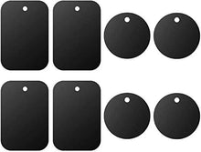 Load image into Gallery viewer, Universal Metal Plate 8 Pack for Magnetic Phone Car Mount Holder Cradle with Adhesive (Compatible with Magnetic Mounts) - 4 Rectangle and 4 Round, Black