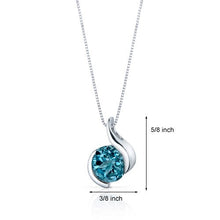 Load image into Gallery viewer, Peora London Blue Topaz Bezel Pendant Necklace Sterling Silver 2.25 Carats