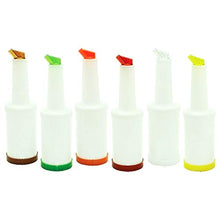 Load image into Gallery viewer, Winco Set of 6 - Flow-N-Stow Fruit Juice & Liquor Bar Pour Bottles 1 Quart (32 oz.)