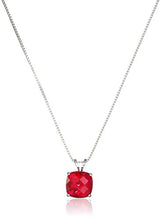 Load image into Gallery viewer, Sterling Silver Cushion-Cut Checkerboard Created Ruby Pendant Necklace (8mm)