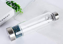 Load image into Gallery viewer, JIC Gem Kyanite Crystal Water Bottle Glass Stainless Steel Gemstone Water Bottles Natural Crystal for Energy and Healing Includes Protective 450ml Travel Elixir Water Bottle