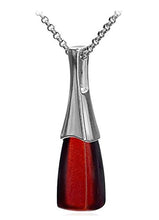 Load image into Gallery viewer, Black Cherry Amber Sterling Silver Contemporary Drop Pendant Necklace Chain 18 Inches