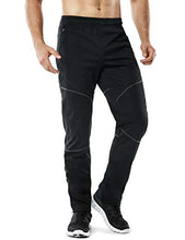 Load image into Gallery viewer, TSLA Men's Windproof Cycling Thermal Fleece Winter Pants Running Hiking Cold Active Bottoms Sweats, Cycling Windpants(ykb01) - Black & Grey, X-Large (Waist 35.5-38 Inch)