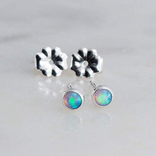 Load image into Gallery viewer, Light Blue Opal Cabochon in Sterling Silver Stud Earrings for Women Fashion Jewelry Earings
