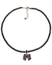 Load image into Gallery viewer, Lightock Silver Obsidian Bowknot Chokers Necklaces for Women Bead Chain Gemstones and Crystals Good Lucy Necklace Healing Crystal