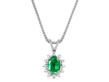 Load image into Gallery viewer, RYLOS Simply Elegant Beautiful Green Emerald & Diamond Matching Set - Ring, Earrings and Pendant Necklace - May Birthstone