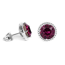 Load image into Gallery viewer, Swarovski Earrings, February Birthstone Amethyst Color Swarovski Stud Earrings for Women and Girls, Swarovski Crystal Earring Studs with Certificate and Warranty, Hypoallergenic Stud Earrings