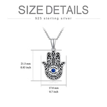Load image into Gallery viewer, Hamsa Evil Eye Necklace 925 Sterling Silver Hand of Fatima Crystal Necklace Evil Eye Vintage Pendant Jewelry for Women Man