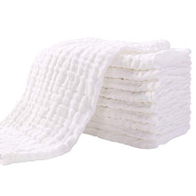 Load image into Gallery viewer, Muslin Burp Cloths for Baby 10 Pack 100% Cotton Large 17''X13'' Super Soft and Absorbent by YOOFOSS (White)