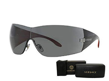 Load image into Gallery viewer, Versace VE2054 100187 41M Gunmetal/Grey Wrap Square Sunglasses For Men For Women+FREE Complimentary Eyewear Care Kit