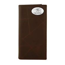 Load image into Gallery viewer, NCAA Alabama Crimson Tide Brown Wrinkle Leather Roper Concho Wallet, One Size