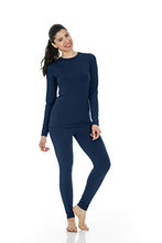 Load image into Gallery viewer, Thermajane Long Johns Thermal Underwear for Women Fleece Lined Base Layer Pajama Set Cold Weather (Medium, Navy)
