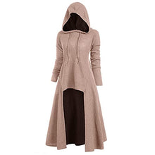 Load image into Gallery viewer, Womens Long Sleeve Tshirt Teens Girls Loose Blouse Top Sweater Soft Comfy Coat Retro Dress Hooded Elasticity Sweatshirt Khaki