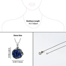 Load image into Gallery viewer, 925 Sterling Silver Natural Lapis Necklace - 14mm Blue Lapis Lazuli Round Gemstone Pendant, December Birthstone Birthday Present - Unique Handmade Artisan Jewelry, Vintage Style Gift for Women