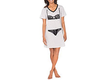 Load image into Gallery viewer, Smart & Sexy Women's V-Neck Oversized Sleep Shirt, Light Heather Grey/Black Hue, L