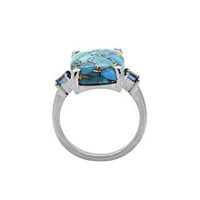 Load image into Gallery viewer, YoTreasure 11.18 Ct. Turquoise & London Blue Topaz Solid 925 Sterling Silver Ring Jewelry