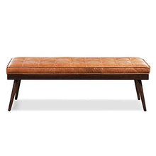 Load image into Gallery viewer, POLY & BARK Luca Leather Bench, Cognac Tan
