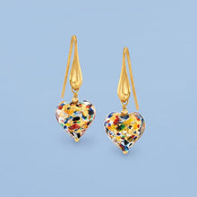 Load image into Gallery viewer, Ross-Simons Italian Murano Glass Heart Drop Earrings in 18kt Gold Over Sterling