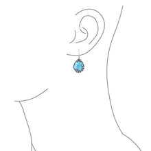 Load image into Gallery viewer, Bali Style Teardrop Scroll Filigree Scroll Light Blue Larimar Leverback Dangle Earrings For Women 925 Sterling Silver