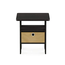 Load image into Gallery viewer, FURINNO Turn-N-Tube No Tools 3-Tier TV Stands, Dark Brown/Black & End Table Bedroom Night Stand w/Bin Drawer, Espresso/Brown